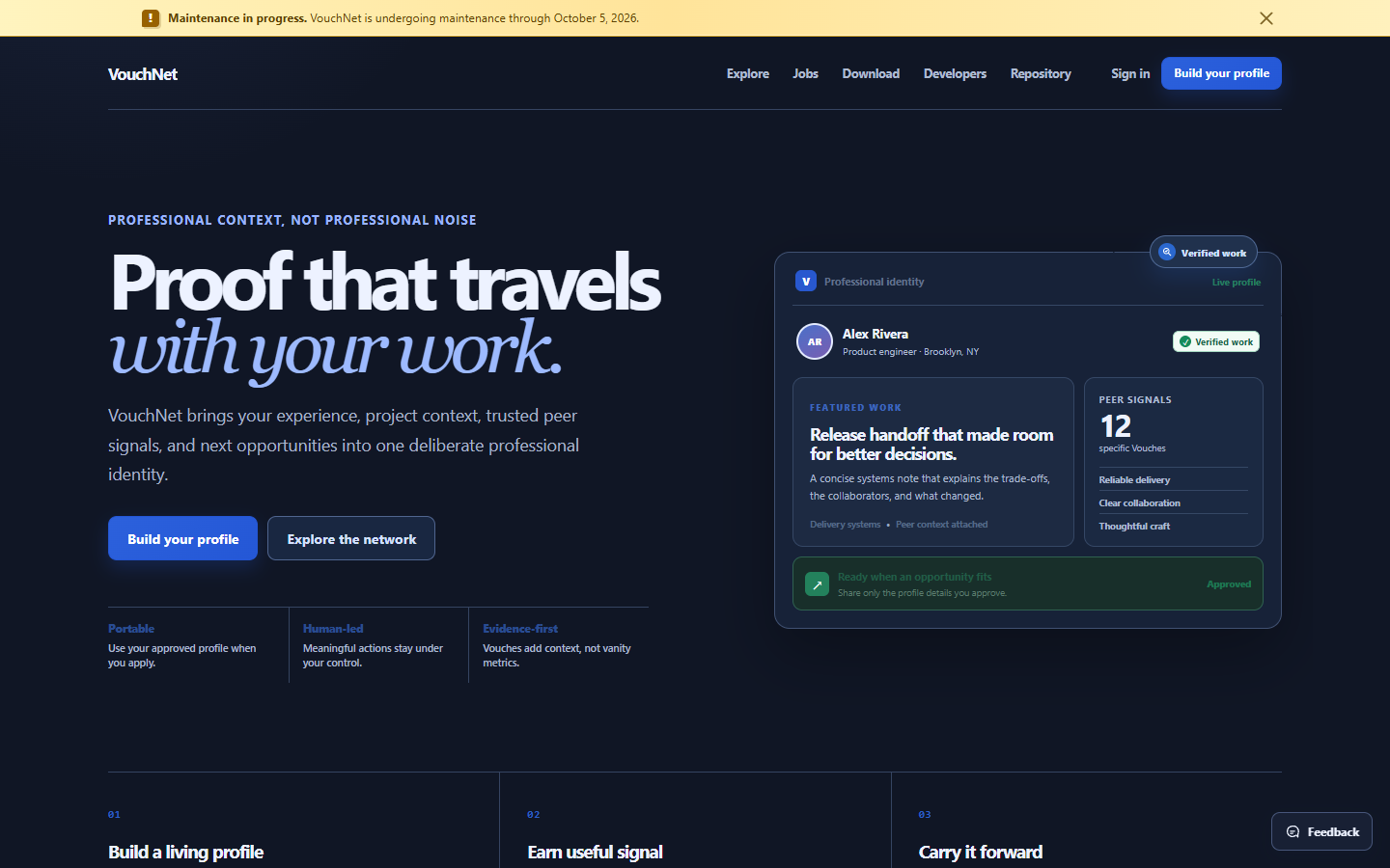 VouchNet official landing-page screenshot